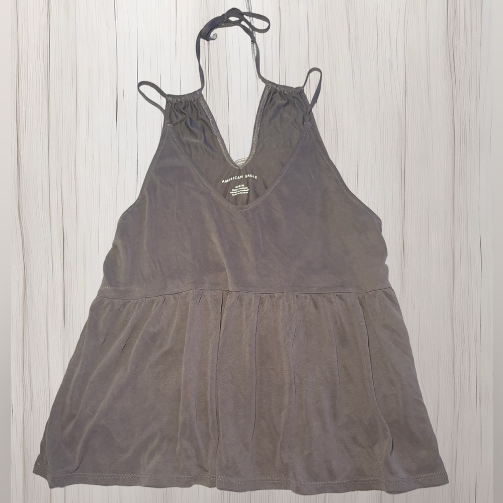 American Eagle Outfitters Gray Backless Tie Back Tank Top
